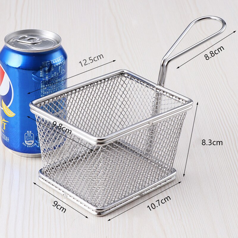 Friteuse Mand Netto Screen Franse Fry Frame Vierkante Filter Netto Versleutelen Vergiet Zeef Frituurmand Rvs Accessoires: 6