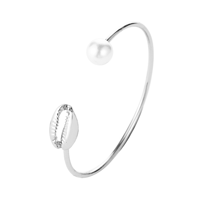 Brazalete de perlas de concha para mujer, pulsera ajustable con dije de concha marina, joyería, de para novias, tendencia 2023, 1 ud.: Marrón rojizo