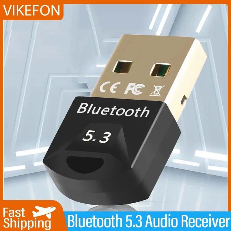 VIKEFON Bluetooth Adapter for Pc Usb Bluetooth 5.3 Dongle Receiver for Speaker Mouse Keyboard Music Audio Transmitter