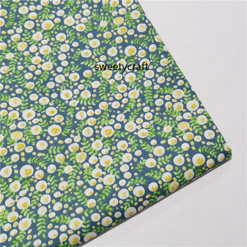Tela de sarga de algodón con hojas verdes, tejido acolchado de 160x50cm por medio metro para costura DIY de sábanas de cama