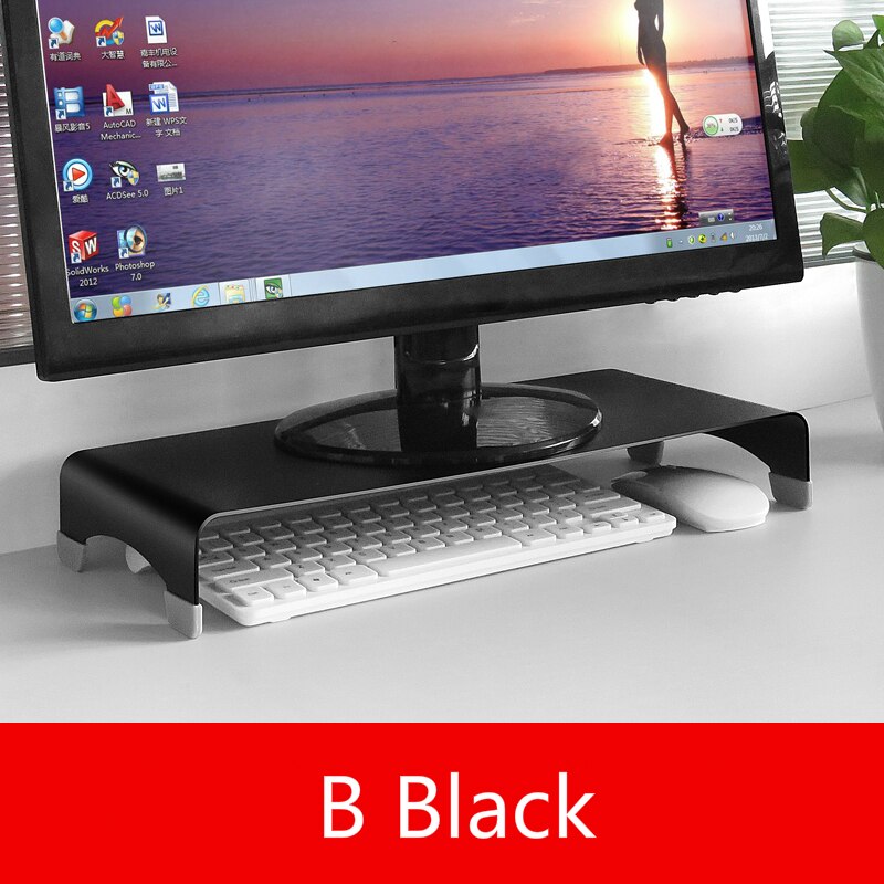 Monitor Holder Laptop TV PC Monitor Stand Aluminum Alloy Computer Mount Monitor Bracket Home Office PC Desktop Monitor Riser: B black