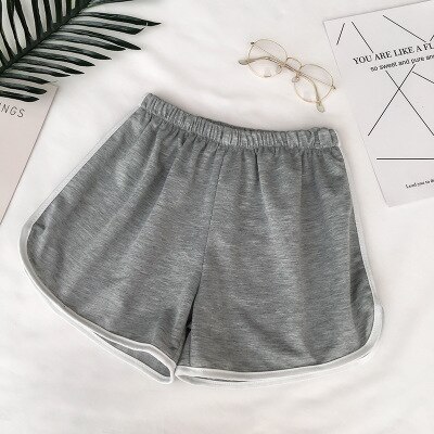 Pantalones cortos sencillos e informales para mujer, Shorts ajustados elásticos de verano para entrenamiento, Fitness, playa,: Gris / L