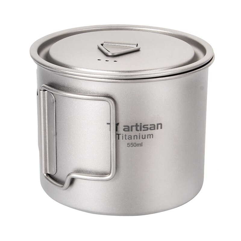 Tiartisan ultralätt titanmugg bärbar camping picknick vattenkopp mugg med vikbart handtag 300ml / 350ml / 550ml / 650ml: 550ml