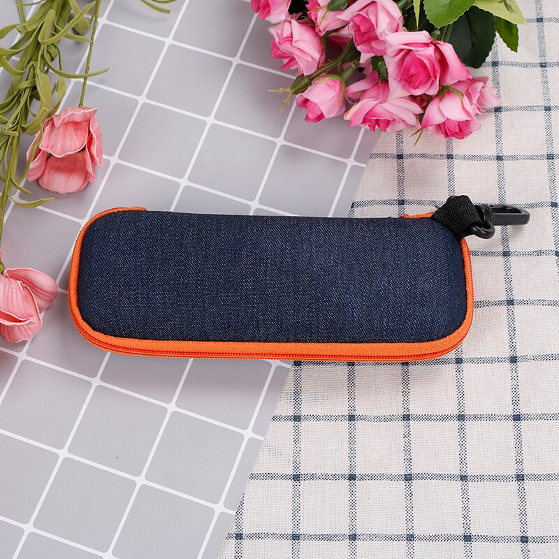 Glazen Doos Denim Stof Rits Zonnebril Bescherming Container Creatieve Rits Potlood Tas Schooltas Briefpapier: Oranje
