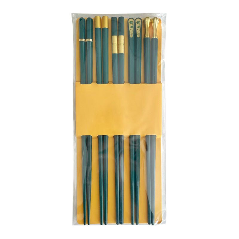 5 Pairs Japanese Chinese chopsticks Sushi Sticks Reusable Metal Korean Chopsticks Set Healthy Alloy Tableware Palillos Chinos: 40C  5 pairs