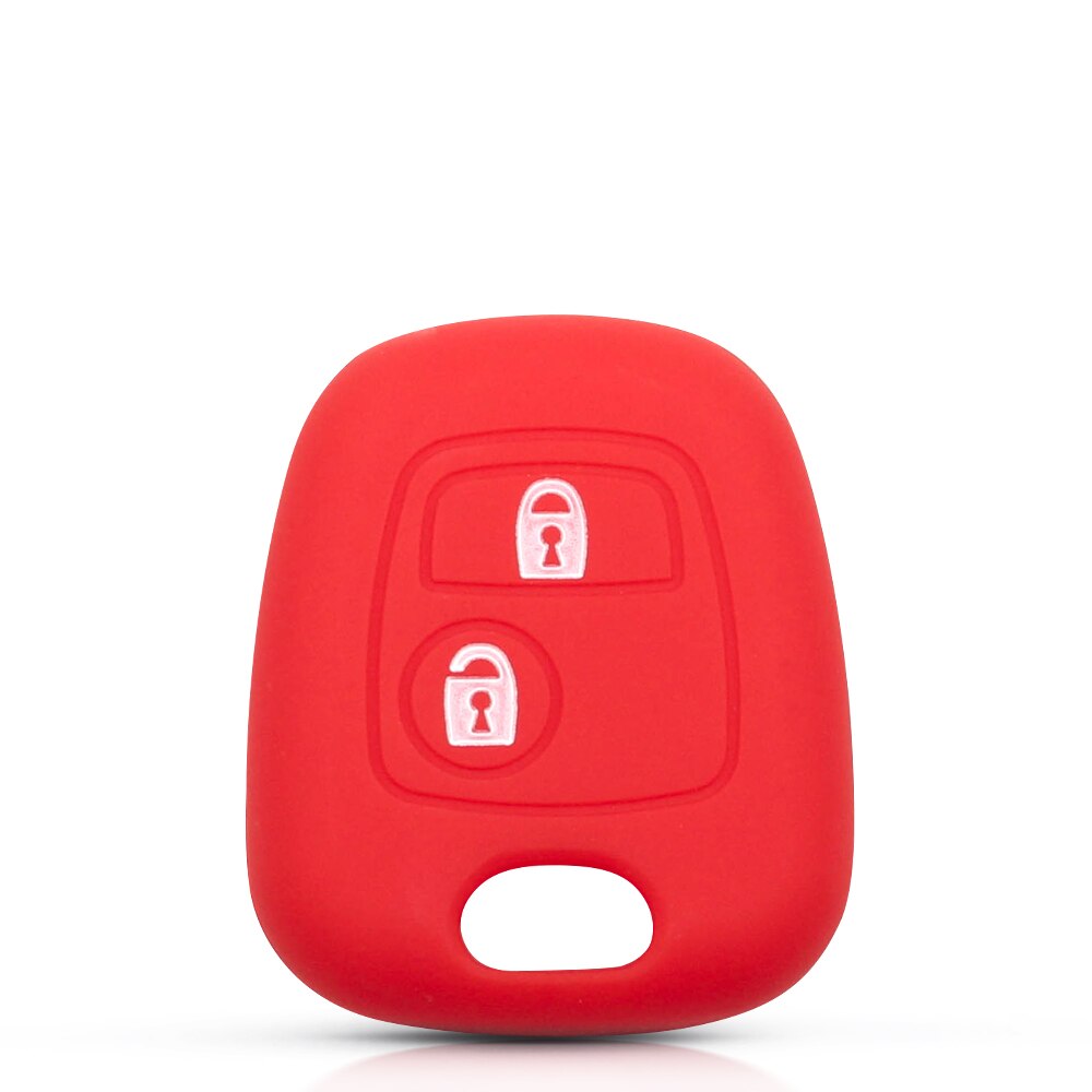 Dandkey Silicone Rubber Car Key Case Cover For Peugeot 107 206 307 207 For CITROEN C1 C2 For Toyota Key Protector Holder Shell: Red
