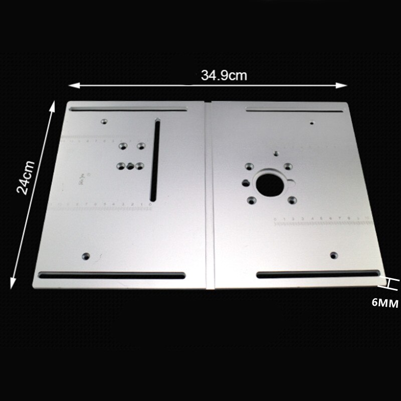 Router Table Insert Plate Workbench Circular Saw Flip Cover Plate W/ Miter Gauge Guide Aluminium Profile Fence Sliding Brackets: Silver plate