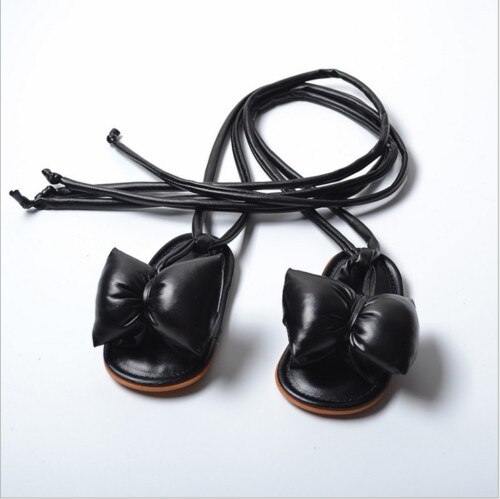 Sandalias de PU con mariposa grande para niña, zapatos de verano, calzado de playa, con lazo, de 0 a 18 meses: Black / 13-18 meses