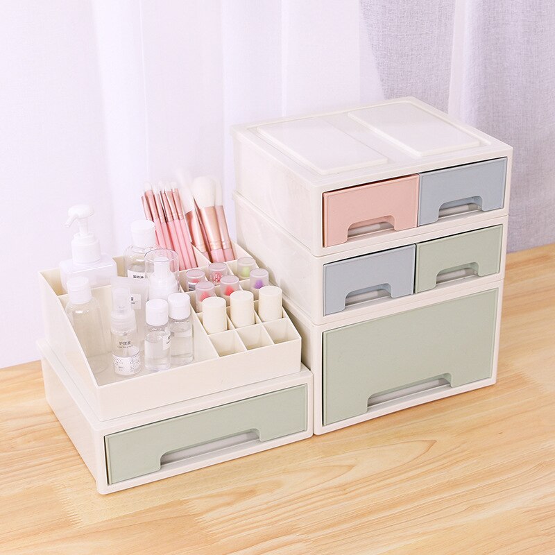 Japanese Plastic Drawer Desktop Storage Box Cabinets Debris Makeup Organizer Jewelry Case Office Stationery Drawer Boxes 1pc