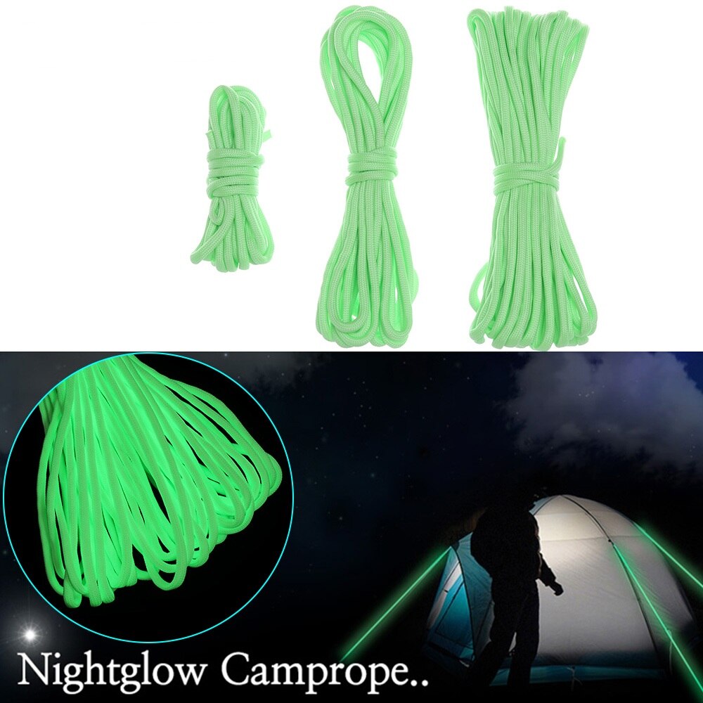 Alta qualità 25/50/100FT metri sopravvivenza Paracord corda luminosa campo bagliore Paracord 550LB 9 fili cordino corde corde all&#39;aperto