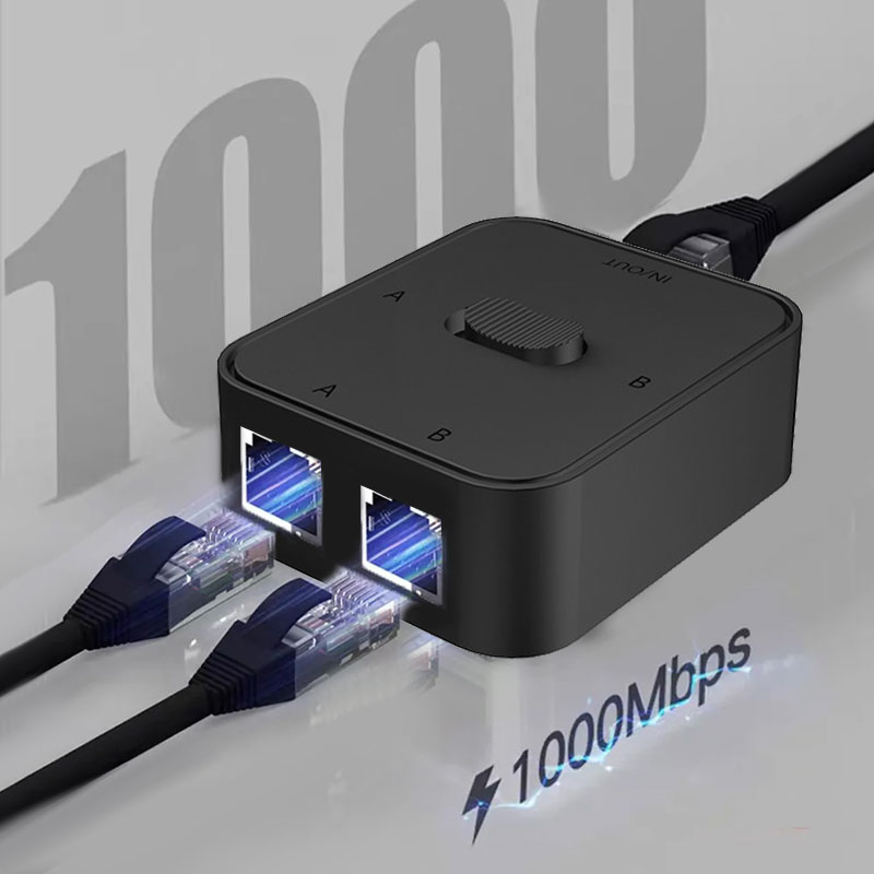 2 Hafen 1000 Mbit/s Gigabit Netzwerk schalten RJ45 schalten Netzwerk Splitter Kabel Verlängerung Wähler Energie kostenlos 2 Weg Adapter Stecker