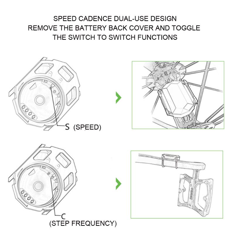 Bike Speed Cadence Sensor ANT and Bluetooth Waterproof for Road Cycling Training