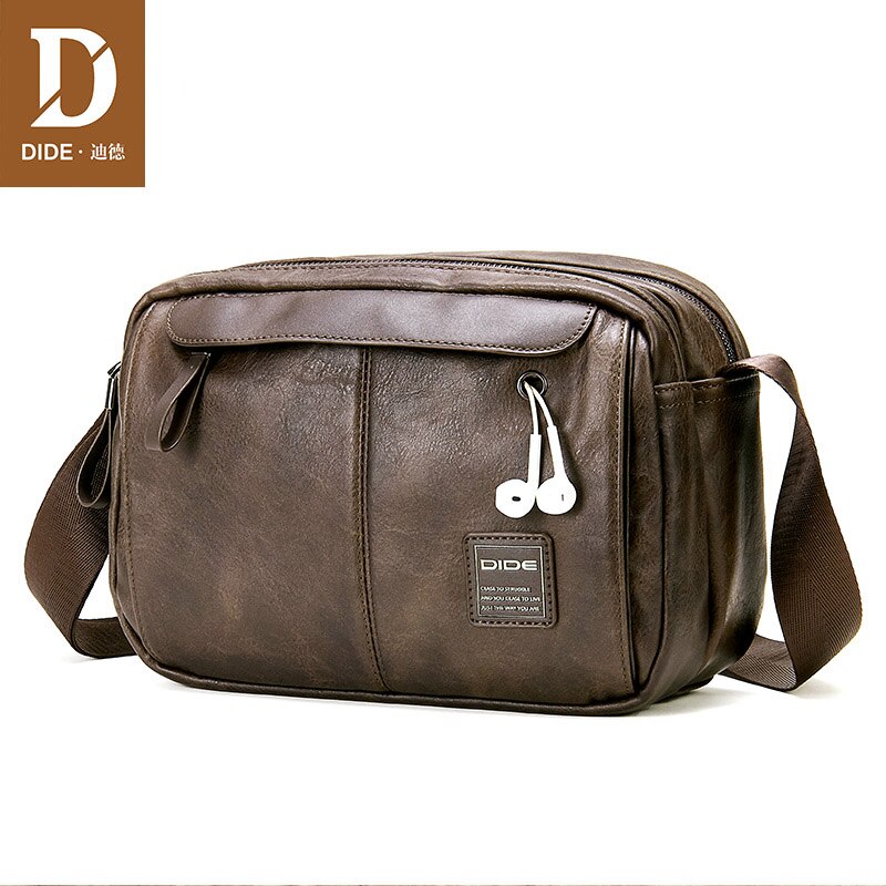 DIDE-bandolera de cuero estilo Vintage para hombre, Mini Bolso pequeño, color negro: Café