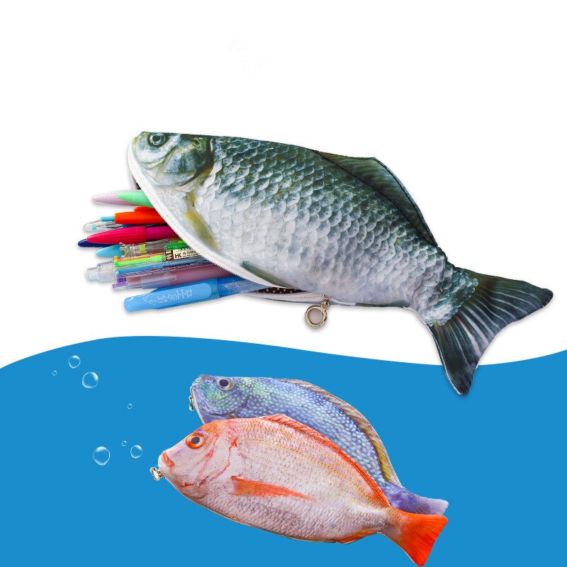 fish shaped pencil bag pencil box pencil case box fish of large capacity upgrade school funny