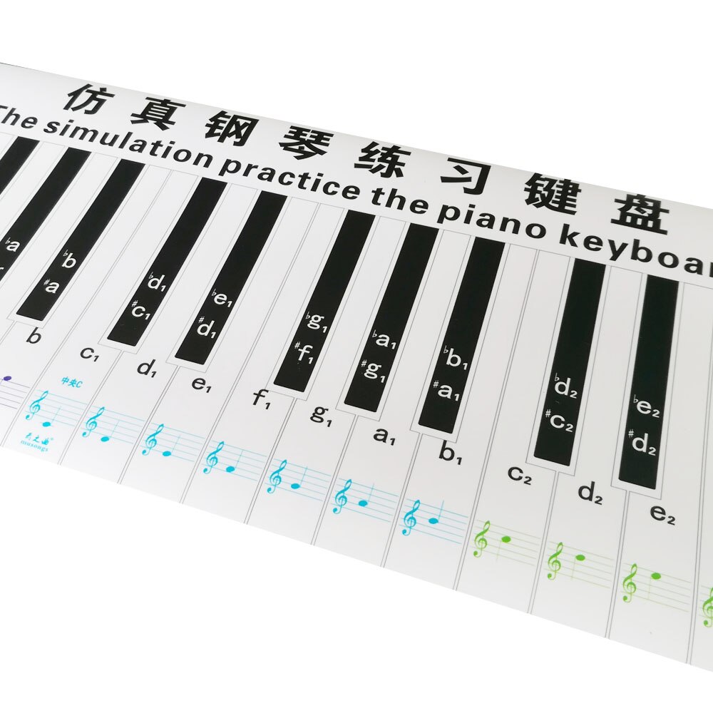 Version 88 Key Keyboard Piano Finger Simulation Practice Guide Teaching Aid Note Chart for Beginner Student