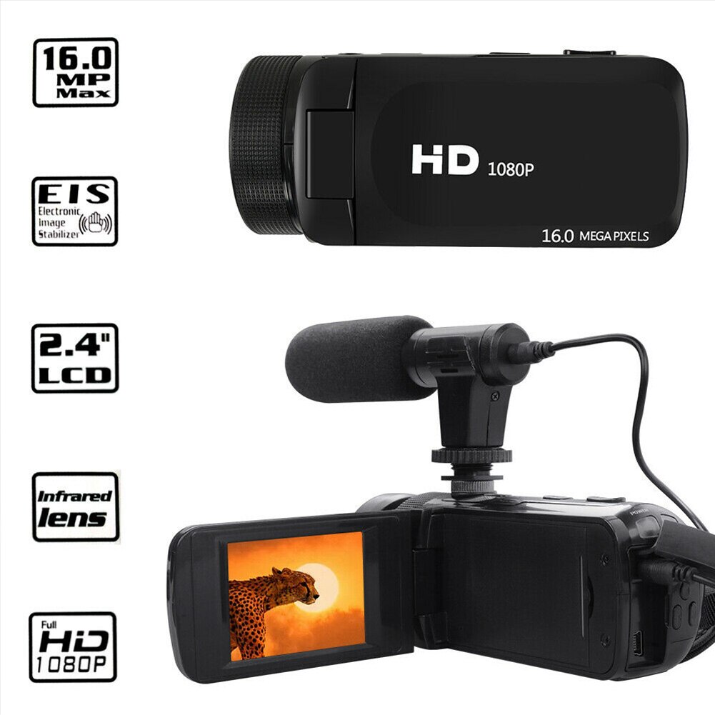 Hd 1080P Digitale Video Camera Met Microfoon Hd 1080P Camcorder 16x Digitale Zoom Camera Camcorder 2.4 Inch Scherm lichtgewicht