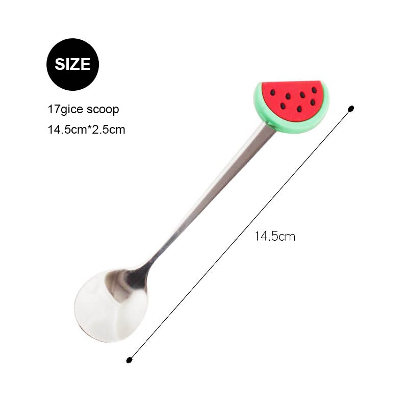 Fourchette à fruits en acier inoxydable, cuillère à café, motif de fruits colorés, cuillère à mélanger Concise en acier inoxydable, vaisselle: 11