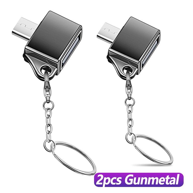 Anmone Micro Usb Otg Adapter Android Micro Converter Voor Mobiele Telefoon Tablet Micro Kabel Otg Plug Lading Data Schijf Connector: 2pcs gunmatel plug