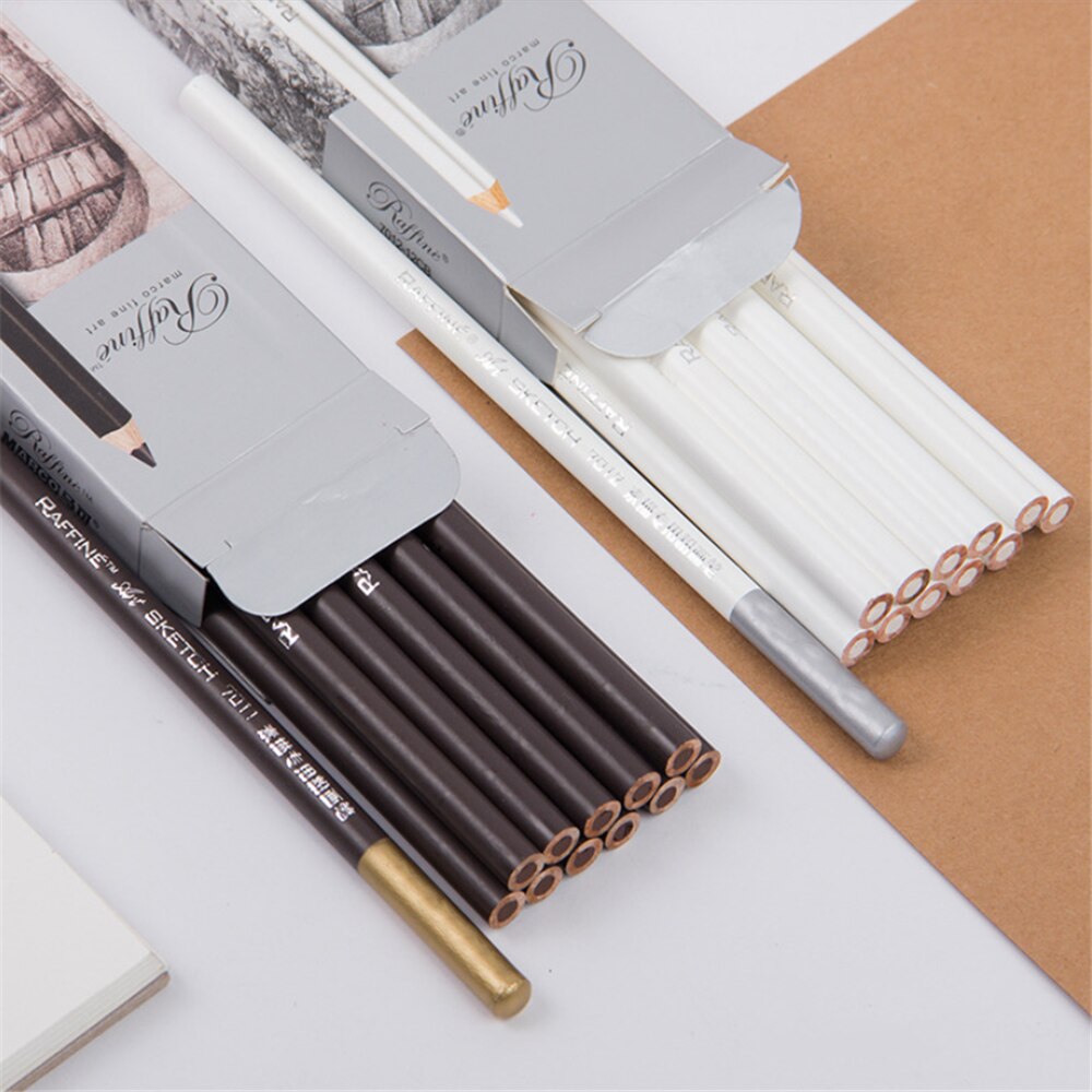 1 ud. Lápiz de dibujo marrón blanco, lápiz de dibujo , tiza de lápiz de dibujo, Base no tóxica, lápiz de dibujo de carbón, suministros de arte