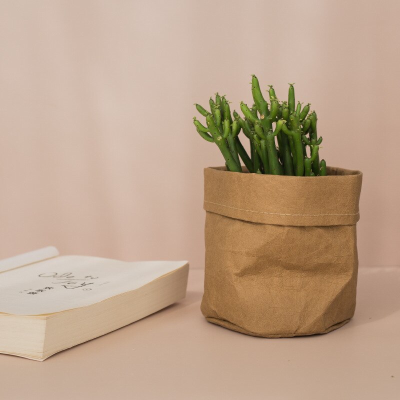 Sac de rangement en papier Kraft, boîte de rangement de pots de fleurs, sacs de fruits et légumes, sac de plantes de bureau, sac de rangement de cosmétiques, porte-stylo ins