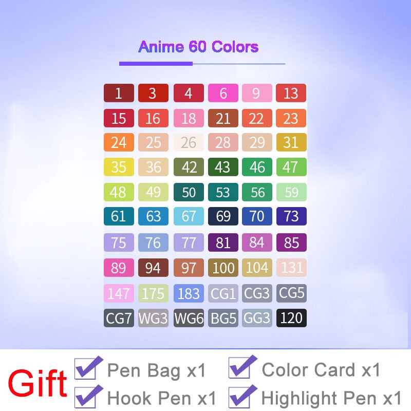 Touch Markers 30/40/60/80 Color Sketch Art Marker Pen Double Tips Alcoholic Pens For Artist Manga Markers Art Supplies School: Anime 60 Colors