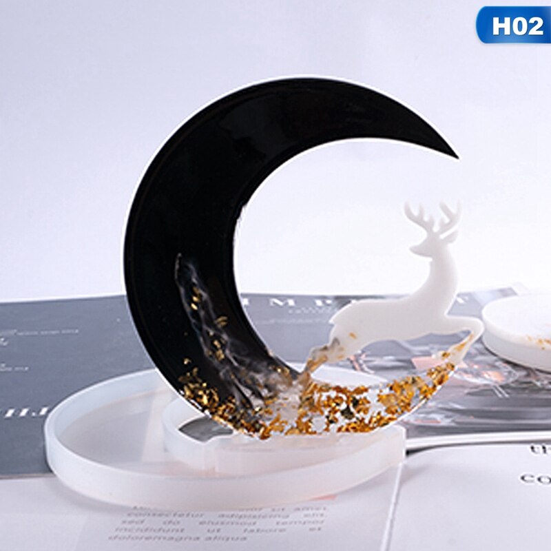 Bricolage cristal époxy miroir cerf chat ange lune Silicone moule bijoux charme moule, utilisé pour bricolage en vrac décoration faisant des bijoux: 2