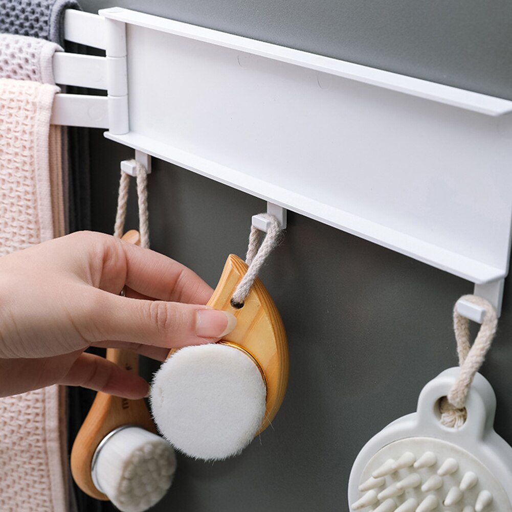 Handdoek Opbergrek Punch-Gratis Roterende Opslag Houders Sterke Lijm Wassen Doek Clip Draaibaar Badkamer Keuken Tool