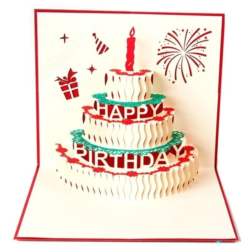 3D Cake Birthday Cards Greeting Card And Envelope For Best Wishes Of Birthday Greeting Card DIY handmade