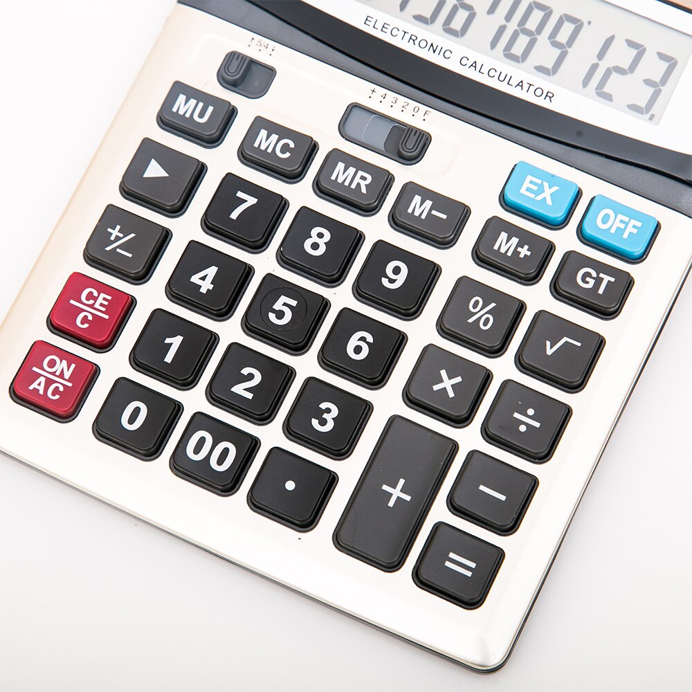 12 Digits Standard Office ,Solar, AA Battery Electronic Calculator Large, 1-Pack