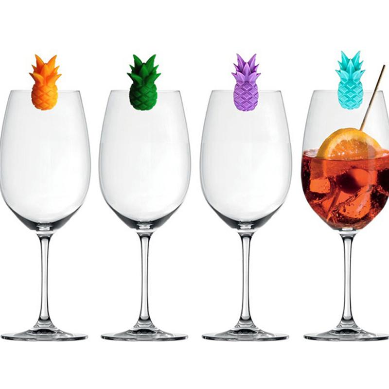 18pcs Pineapple Shape Wine Glass Markers Silicone Wine Identifier Cup Marker