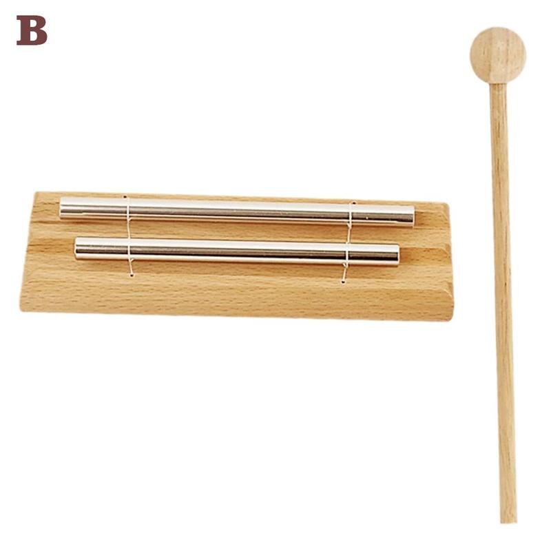Percussion Instrument Bell Wooden With Mallet Knocking For Prayer Yoga phoneme Meditation Chime Healing Musical Instrument: Two tone