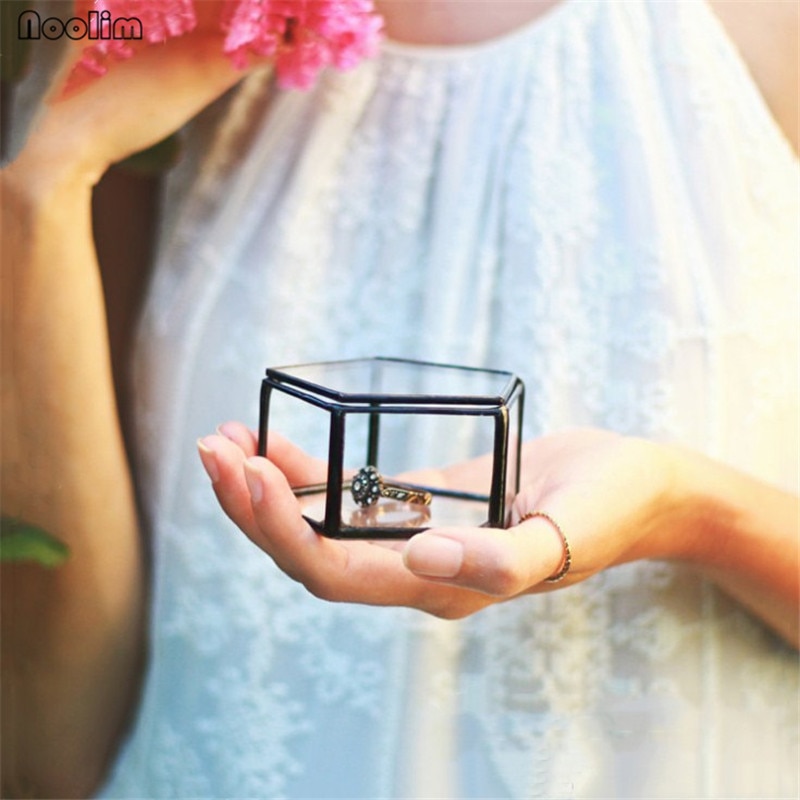 Noolim lasi geometria kontti rengas laatikko meikki järjestäjä korut säilytyslaatikko ikuinen kukka mikro maisema lasikansi