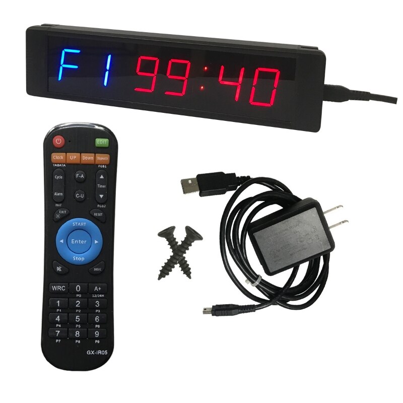 Cronometro Timer da palestra con telecomando per allenamento Fitness in palestra orologio Timer a intervallo ideale con staffe per montaggio a parete trasporto di goccia: -1-US