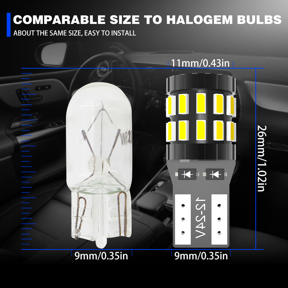 10 Uds T10 W5W bombillas Base de enchufe 194 168 LED luces de estacionamiento de lectura Interior de coche LED Canbus blanco rojo azul naranja