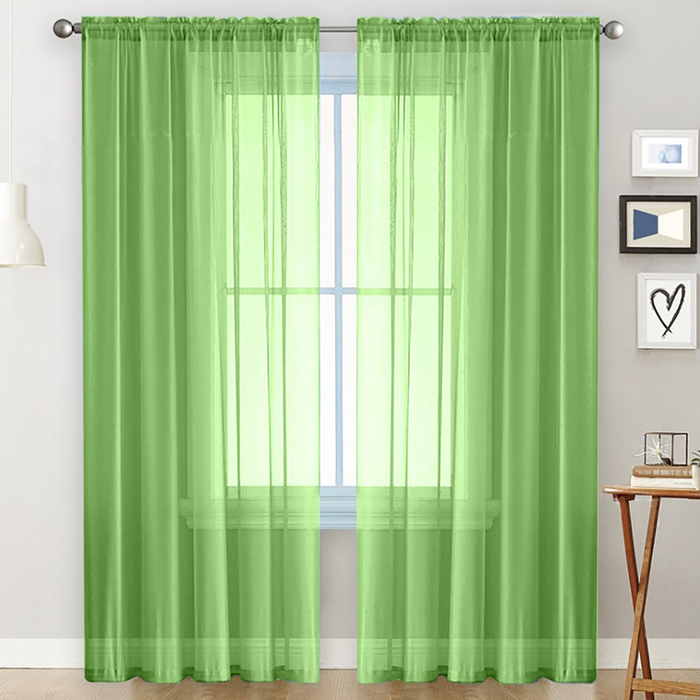 Moderne fenster tüll vorhänge für wohnzimmer schlafzimmer Organza Schleier vorhänge Hotel Dekoration blau weiß rosa grau schier vorhänge: Grün / 1.4mx2.6m