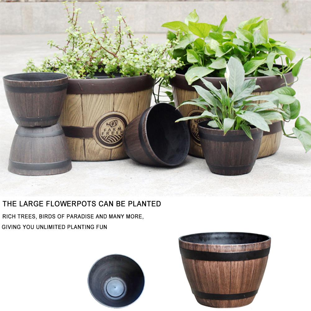 Barril de madera Retro para maceta, Cubo de planta para jardín, balcón de interior, plantas suculentas, plantar flores, barriles de madera para decoración del hogar