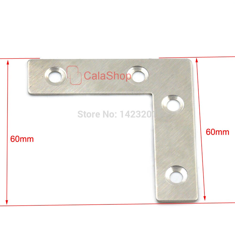10 Pca / Lot 40mm 50mm 60mm 80mm Flat L Shape Angle Plate Corner Brace Joint Fasteners Repair Bracket Stainless Steel