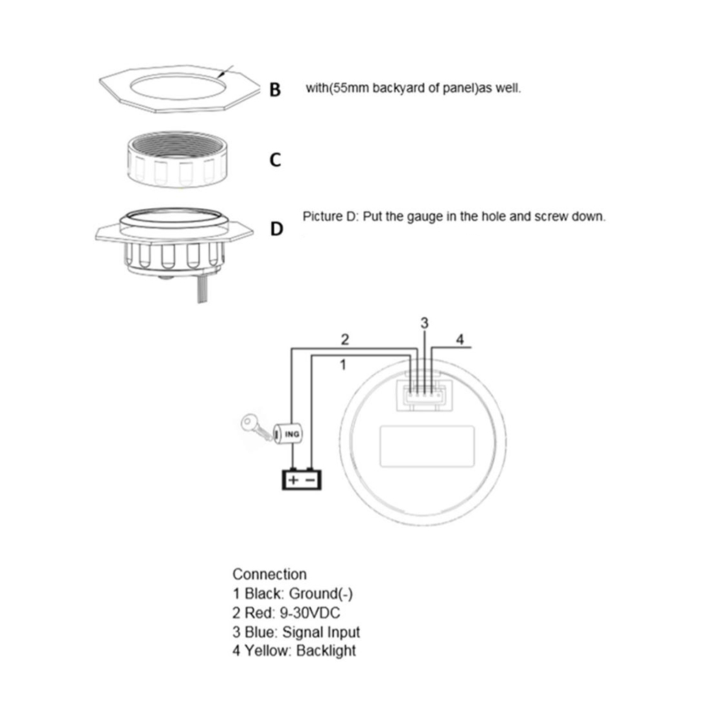 Réservoir d'eau étanche 240-33/0-190 ohm | Jauge de profondeur de liquide 2 pouces 52mm pour camion RV de voiture maritime, blanc