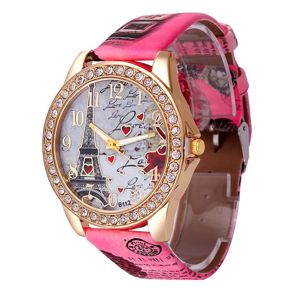 Tower Pattern Leather Band Analog Quartz Vogue Wrist Watches часы женские часы женские наручные relojes para mujer montre femme