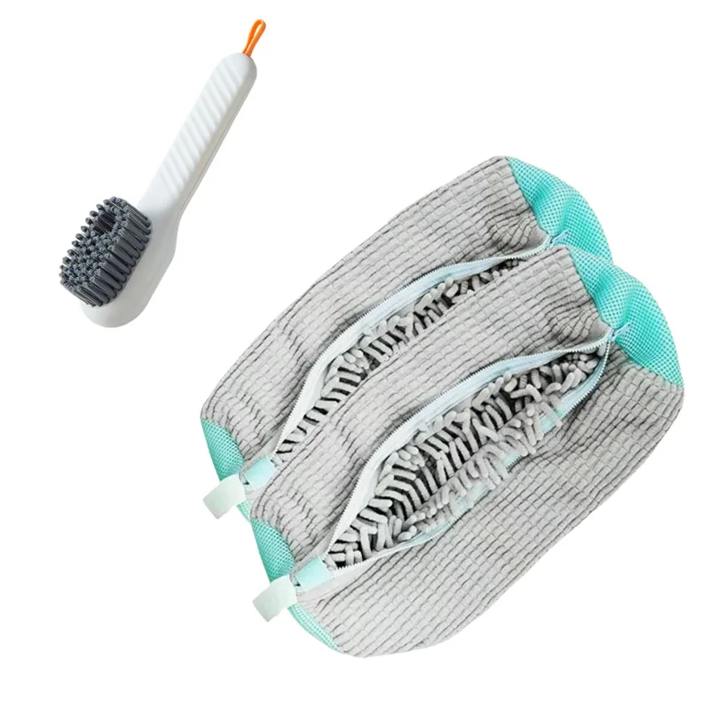 Shoe Washing Machine Bag with Soft Bristle Brush Set - Durable Laundry Bag & Liquid Shoe Cleaner Brush for All Shoes: DARK GRAY