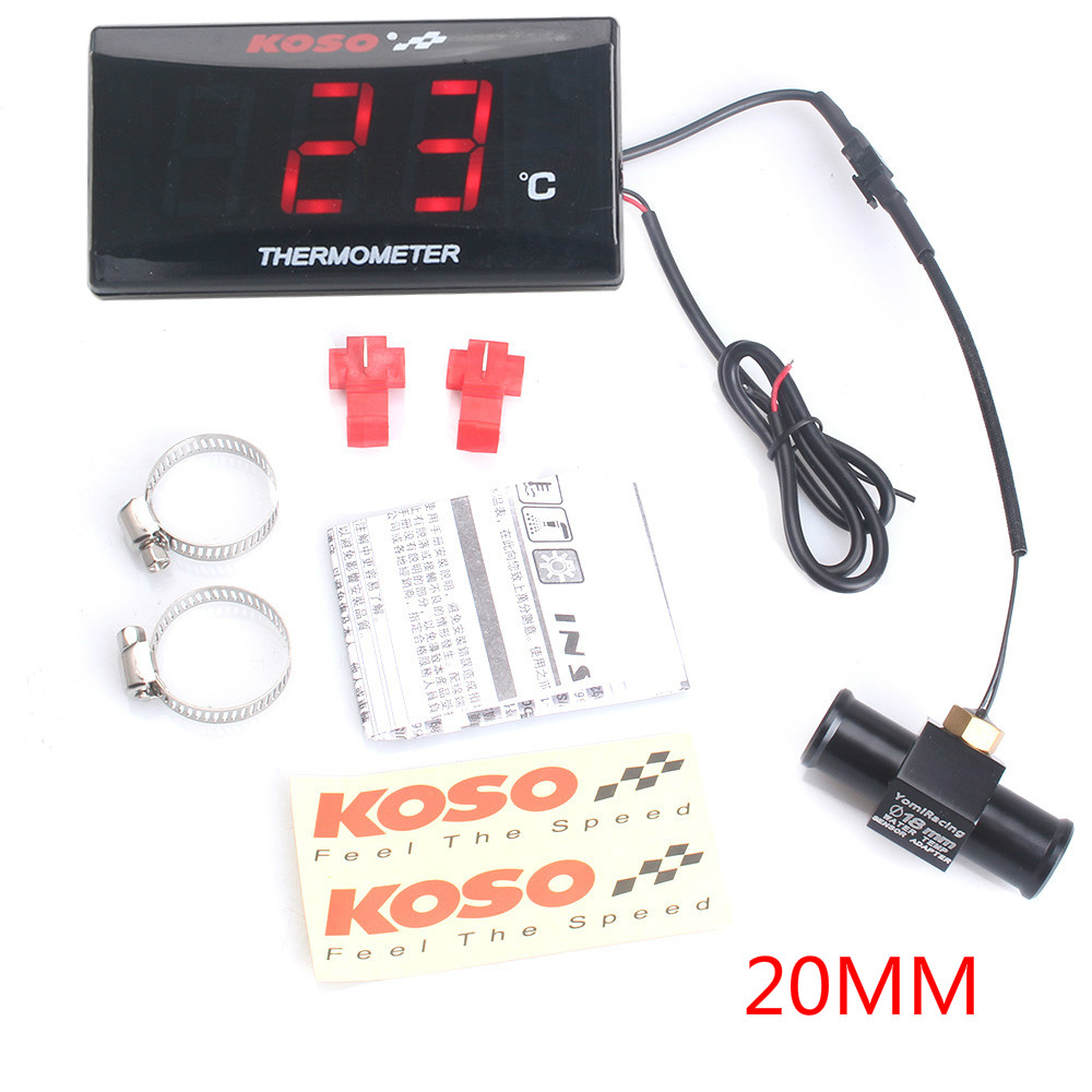 Universal Motorcycle Thermometer Instruments Water Temp Temperature Digital Display Meter Gauge Sensor Adapter For KOSO: Ivory