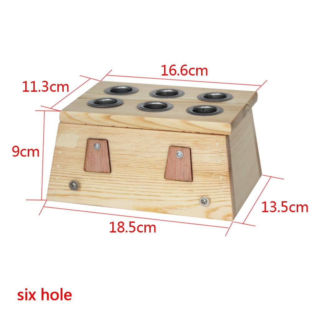 Individuals at home use wooden moxibustion boxes with one hole / two holes / three holes / four holes / six holes, insulated by: six hole