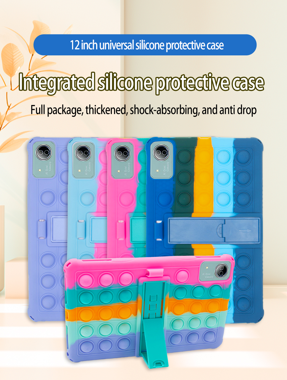 Para Teclast T60 Plus T60AI funda para tableta de 12 pulgadas funda con soporte Ajustable funda de silicona suave con burbujas