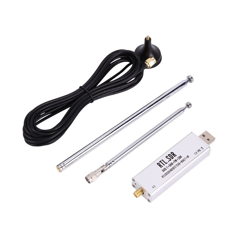 RTL-SDR SDR Receiver RTL Blog V3 R820T2 RTL2832U 1PPM TCXO RTL 0.1MHz-1.7GHz Defined Radio Band With Multipurpose Dipole Antenna: With antenna white