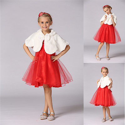 Capa de piel sintética para niñas, Bolero de boda, Tippet, para dama de honor, 2-13 años
