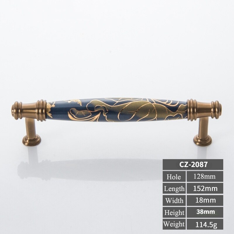 Navy blue/Ceramic Door Handles European Antique Furniture Handles Drawer Pulls Kitchen Cabinet Knobs and Handles: CZ-2087-128