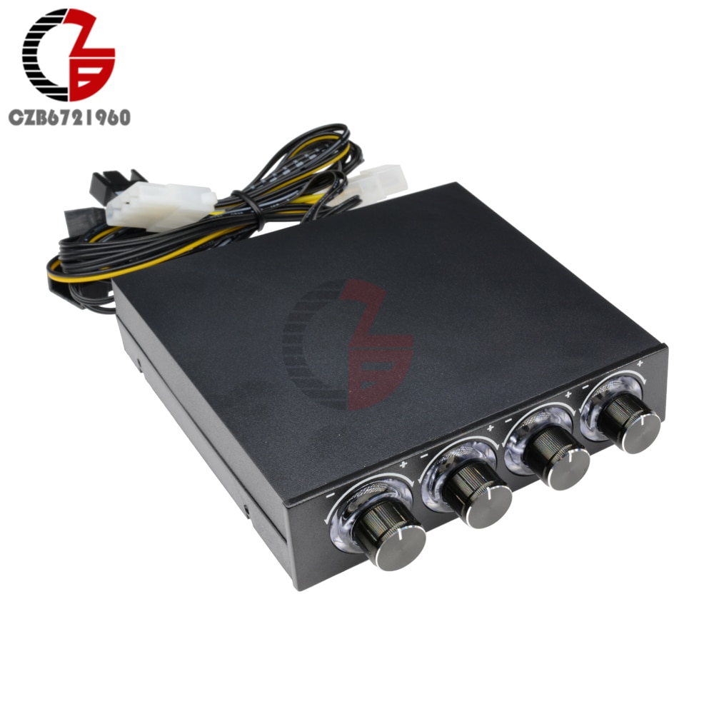 4 Channel Fan Speed Controller Regulator Governer Fan Speed Control with Ultra Bright LED Light for PC Computer Fan