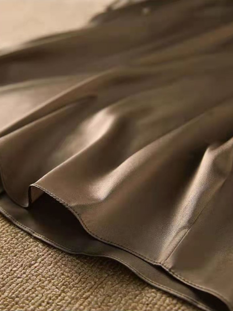 Camisetas de manga corta finas de seda para mujer, ropa de verano de estilo coreano, Tops elegantes negros y marrones, Tops sólidos holgados informales de talla grande 4XL