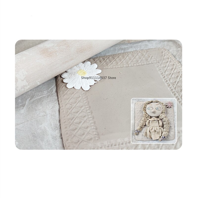 Ensemble d&#39;outils d&#39;impression de dentelle de poterie, outils d&#39;impression de frottement de dentelle de Texture, Kits de motifs en relief de fleurs/forme de papillon, moule d&#39;argile de bricolage