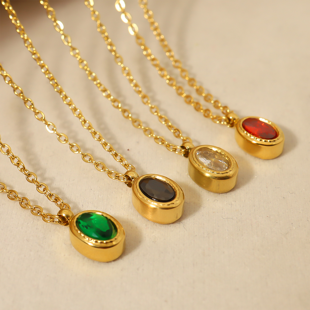 WILD & FREE Collar colgante de zircon de acero inoxidable dorado de 18K dama encanto cadena fina joyería de impermeable